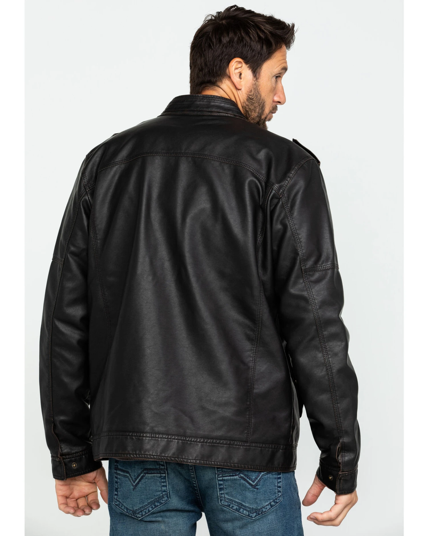 Cody James Men's Backwoods Distressed Faux Leather Moto Jacket 2 Cody James Men's Backwoods Distressed Faux Leather Moto Jacket - Image 2