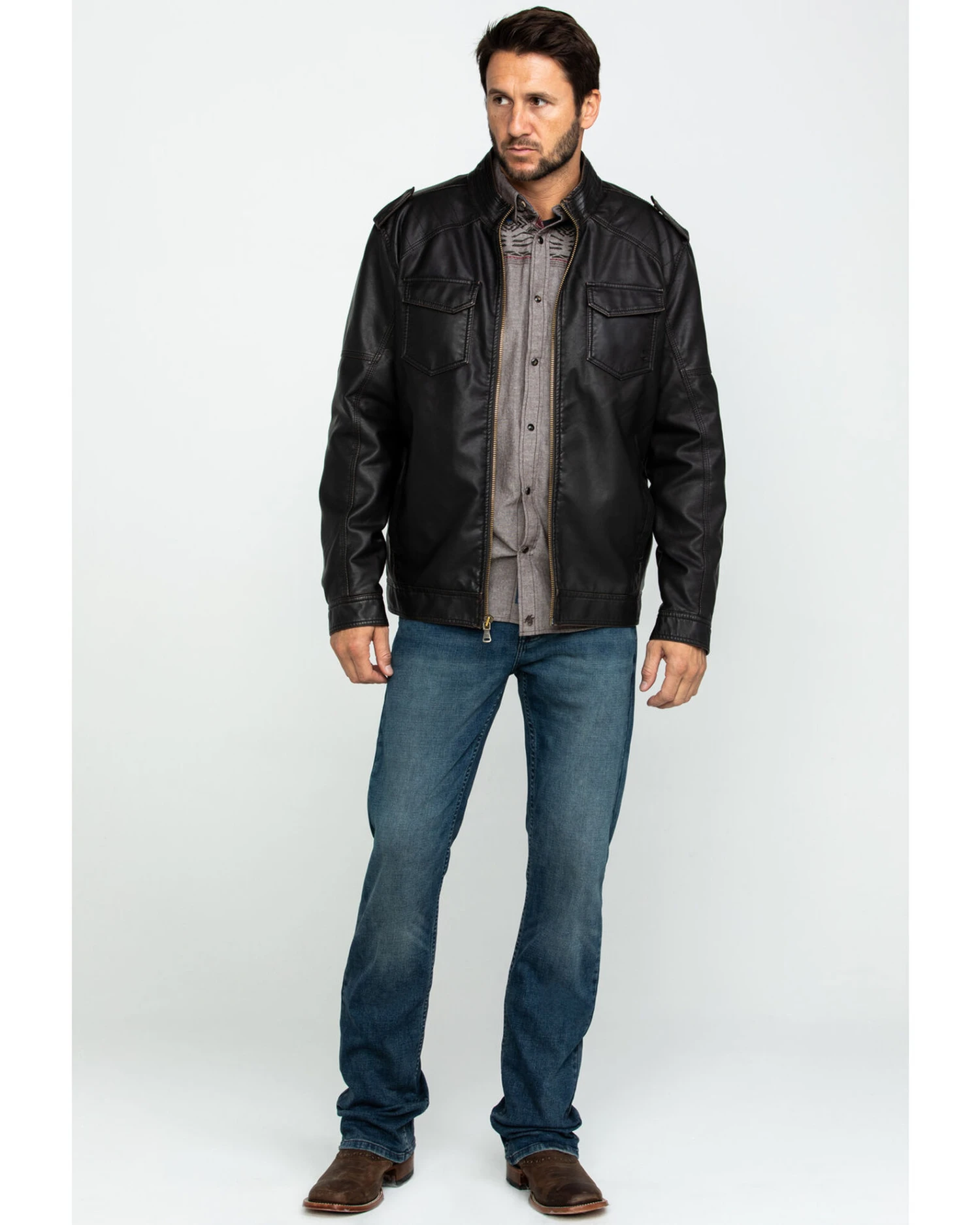 Cody James Men's Backwoods Distressed Faux Leather Moto Jacket 6 Cody James Men's Backwoods Distressed Faux Leather Moto Jacket - Image 6