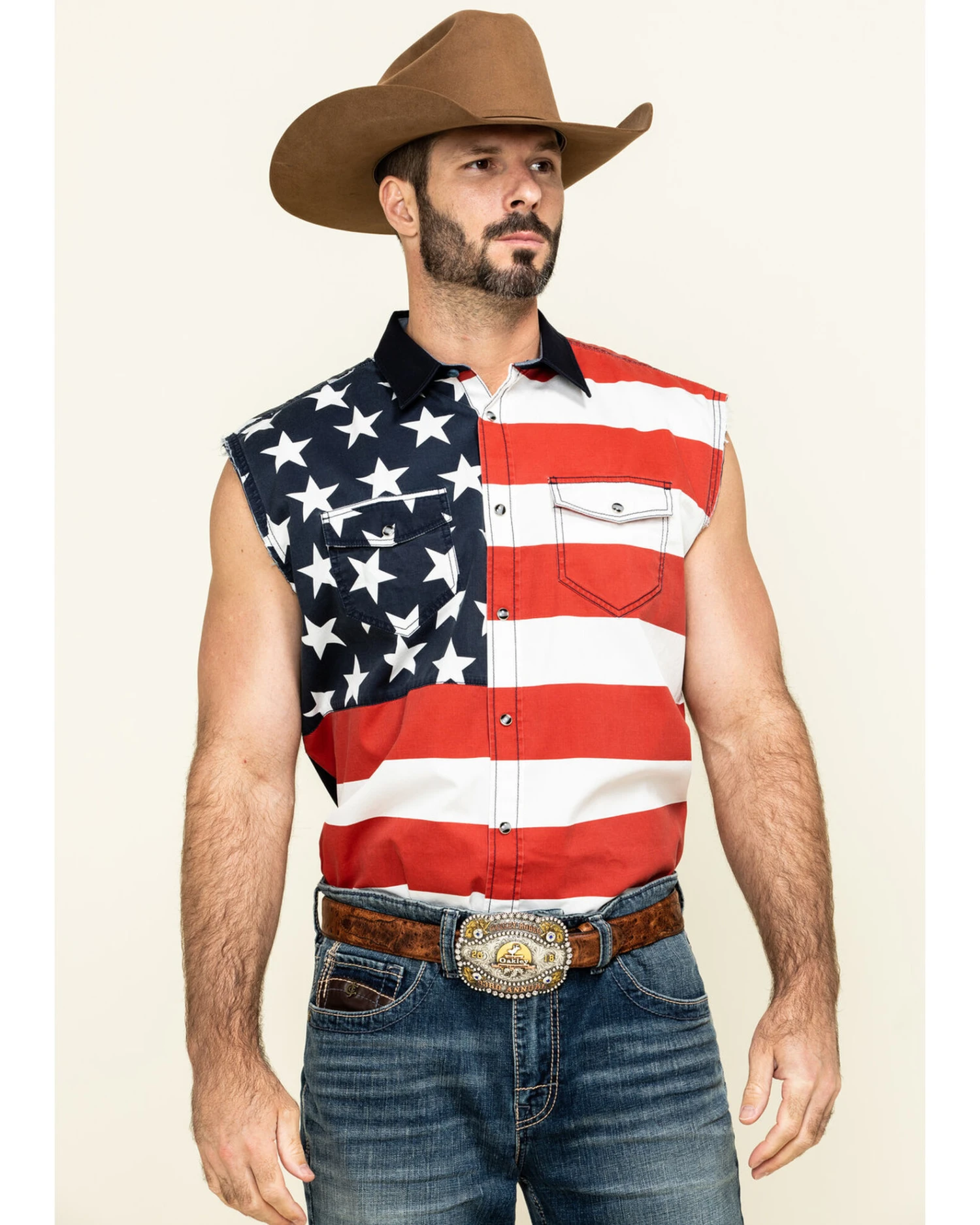 Cody James Men's American Flag Bubba Sleeveless Western Shirt 1 Cody James Men's American Flag Bubba Sleeveless Western Shirt