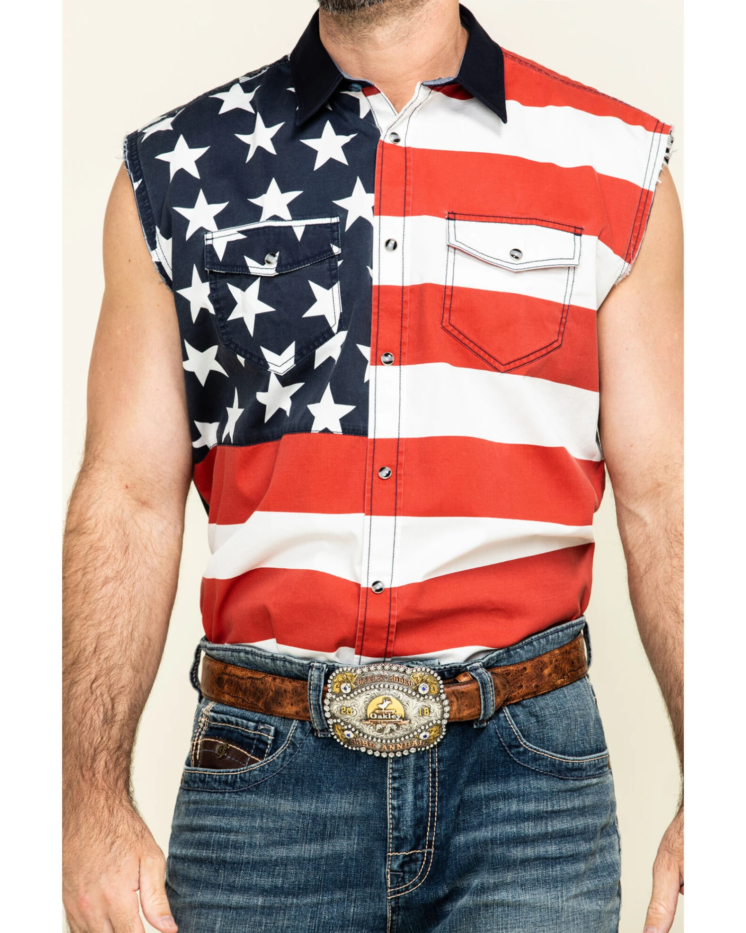 Cody James Men's American Flag Bubba Sleeveless Western Shirt 4 Cody James Men's American Flag Bubba Sleeveless Western Shirt - Image 4