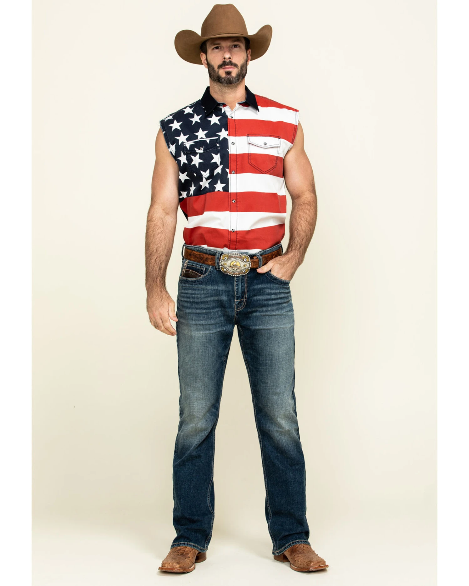 Cody James Men's American Flag Bubba Sleeveless Western Shirt 6 Cody James Men's American Flag Bubba Sleeveless Western Shirt - Image 6
