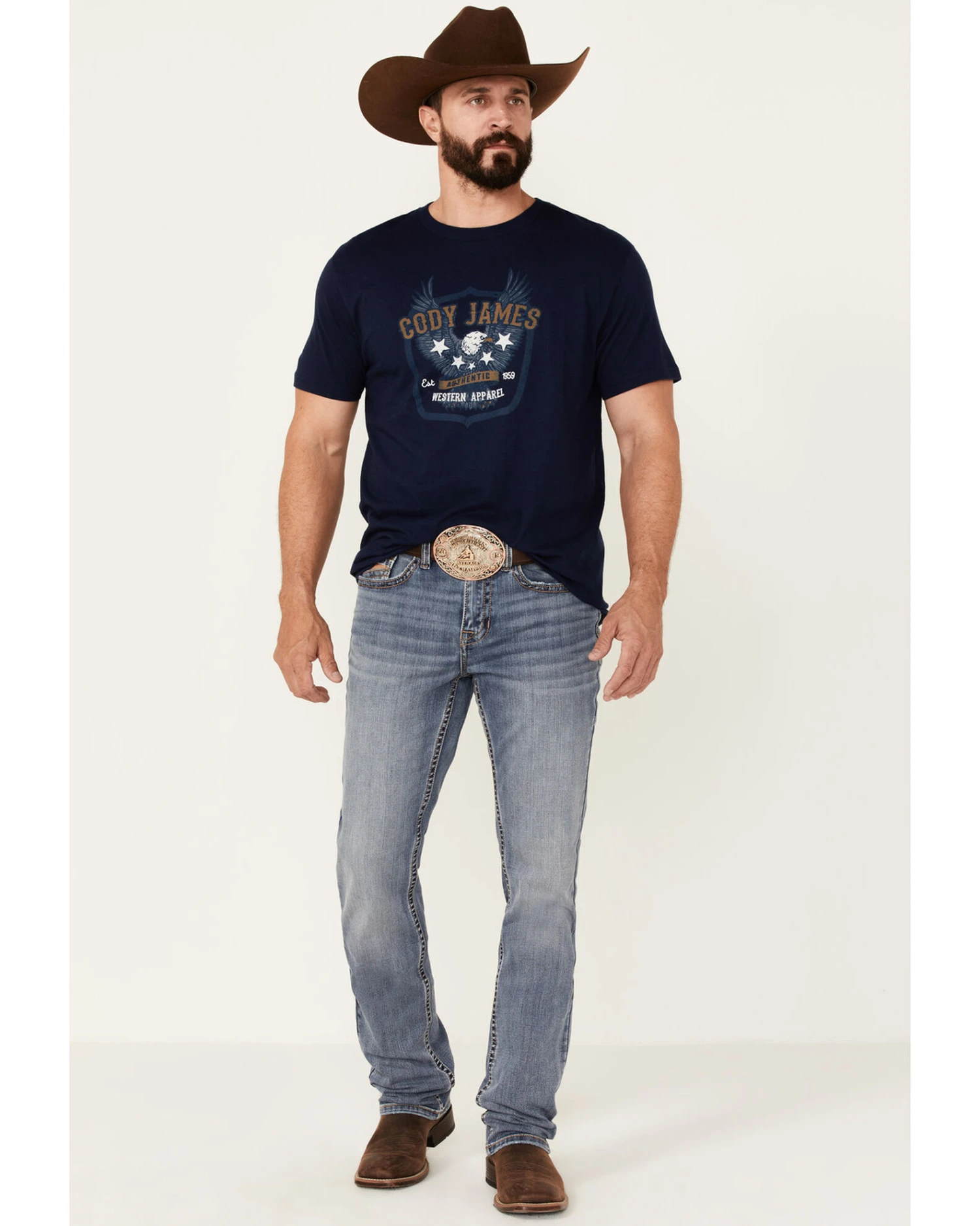Cody James Men's Heather Navy Eagle Western Graphic Short Sleeve T-Shirt 2 Cody James Men's Heather Navy Eagle Western Graphic Short Sleeve T-Shirt - Image 2