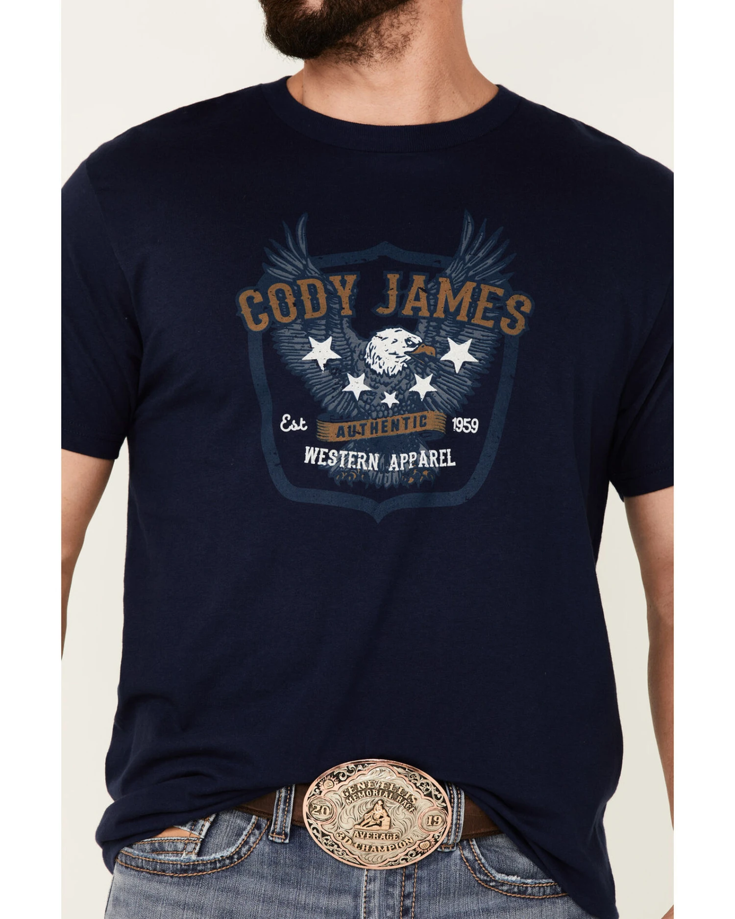 Cody James Men's Heather Navy Eagle Western Graphic Short Sleeve T-Shirt 3 Cody James Men's Heather Navy Eagle Western Graphic Short Sleeve T-Shirt - Image 3