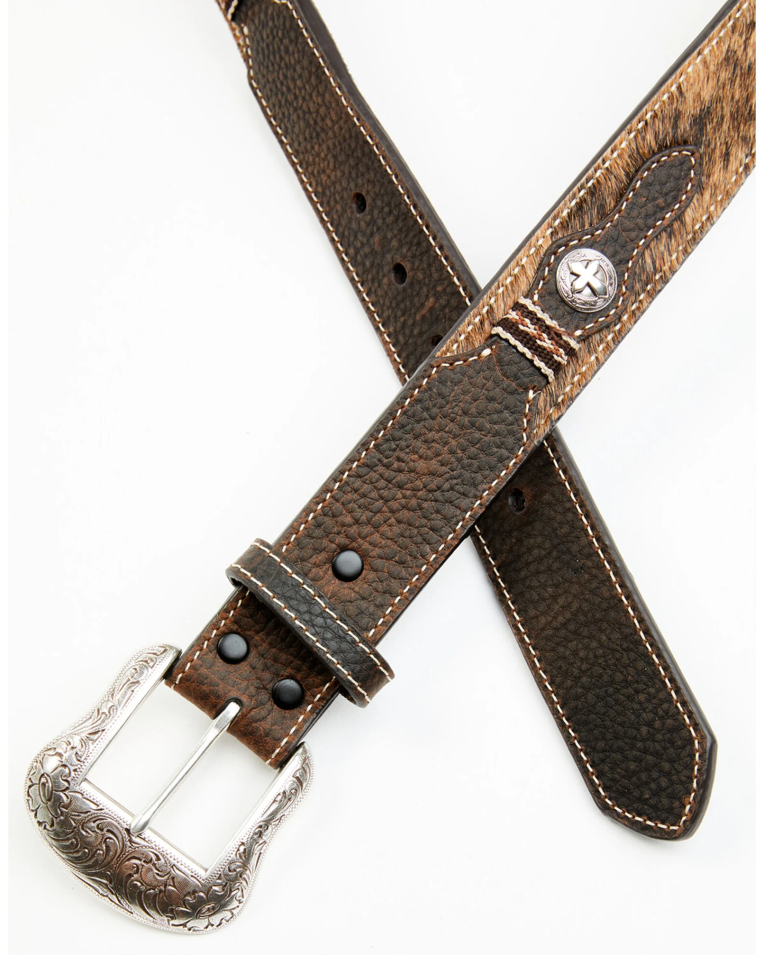 Cody James Men's Hair-On Cross Concho Western Belt 2 Cody James Men's Hair-On Cross Concho Western Belt - Image 2