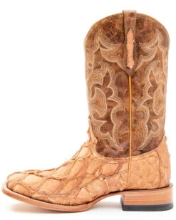 Cody James Men's Caramel Matte Pirarucu Exotic Western Boots - Broad Square Toe  -Cody James Fashion Hub 2000351586 255 P3