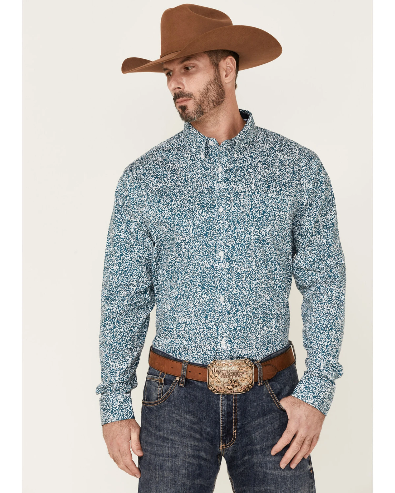 Cody James Core Men's Workforce Floral Print Long Sleeve Button-Down Western Shirt 1 Cody James Core Men's Workforce Floral Print Long Sleeve Button-Down Western Shirt