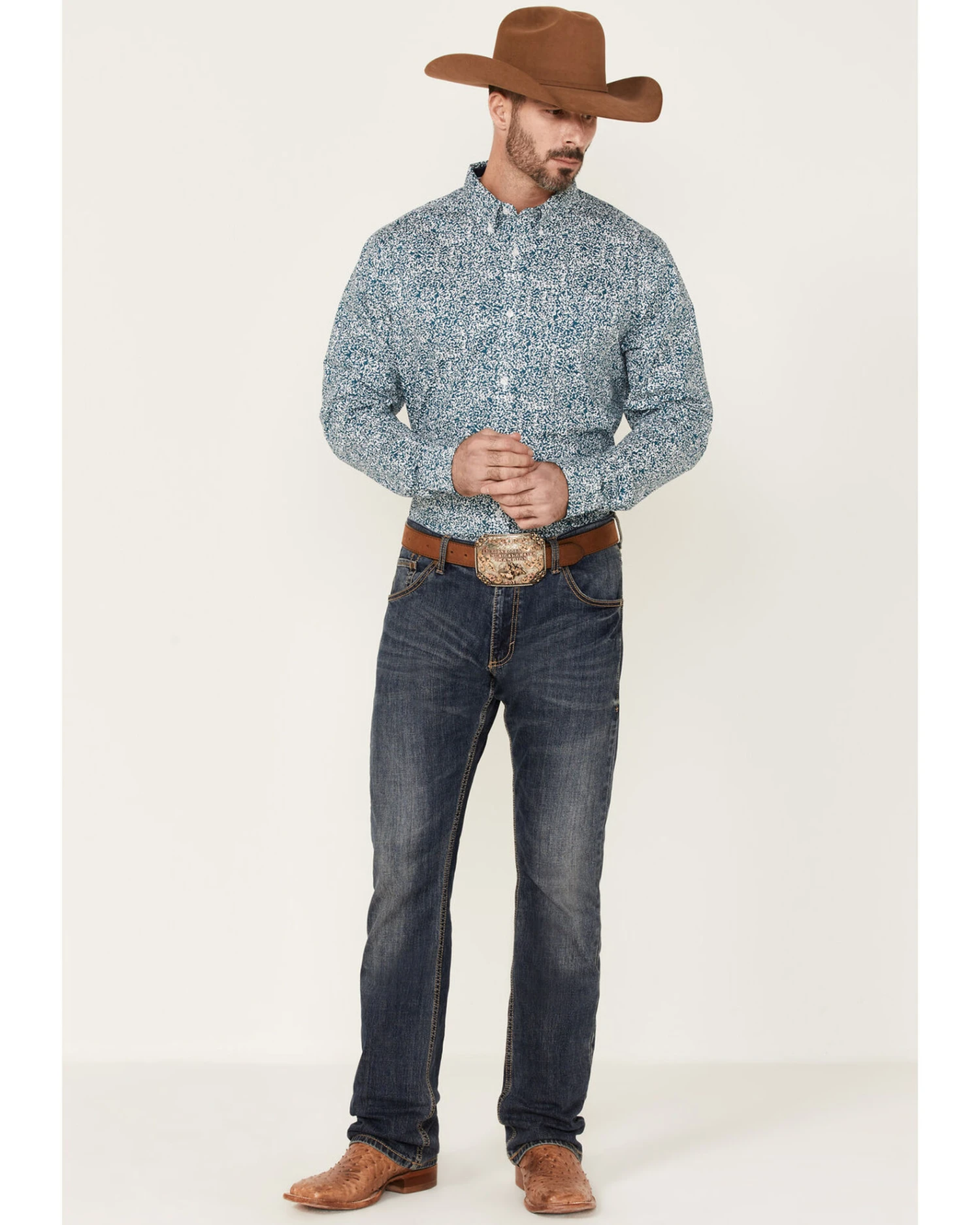 Cody James Core Men's Workforce Floral Print Long Sleeve Button-Down Western Shirt 2 Cody James Core Men's Workforce Floral Print Long Sleeve Button-Down Western Shirt - Image 2