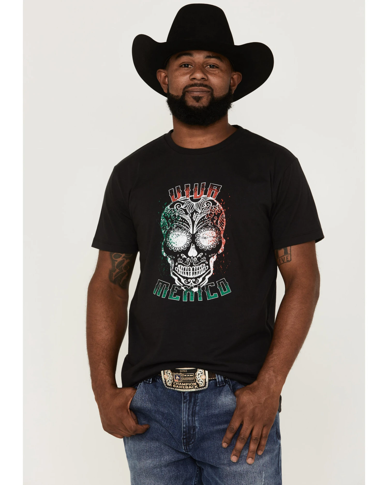 Cody James Men's Viva Mexico Muertos Skull Graphic Short Sleeve T-Shirt 1 Cody James Men's Viva Mexico Muertos Skull Graphic Short Sleeve T-Shirt