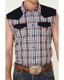 Cody James Men's Anthem Plaid Bubba Sleeveless Snap Western Shirt   -Cody James Fashion Hub 2000359538 100 P3