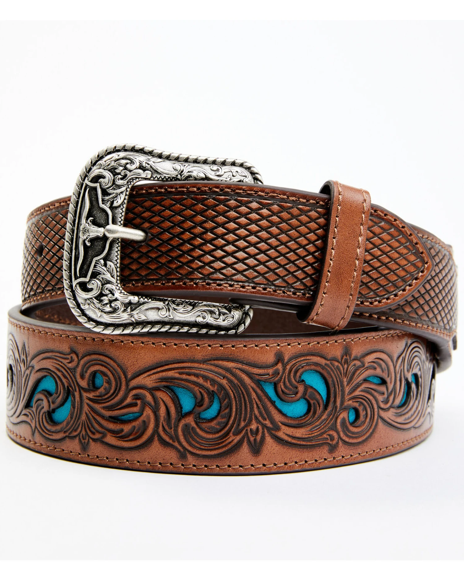 Cody James Men's Basketweave Turquoise Belt 1 Cody James Men's Basketweave Turquoise Belt