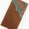 Cody James Men's Turquoise Underlay & Brown Tooled Rodeo Wallet