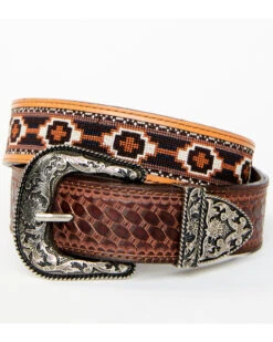 Cody James Men's Basketweave Billet With Southwestern Strap 3PC Buckle Belt