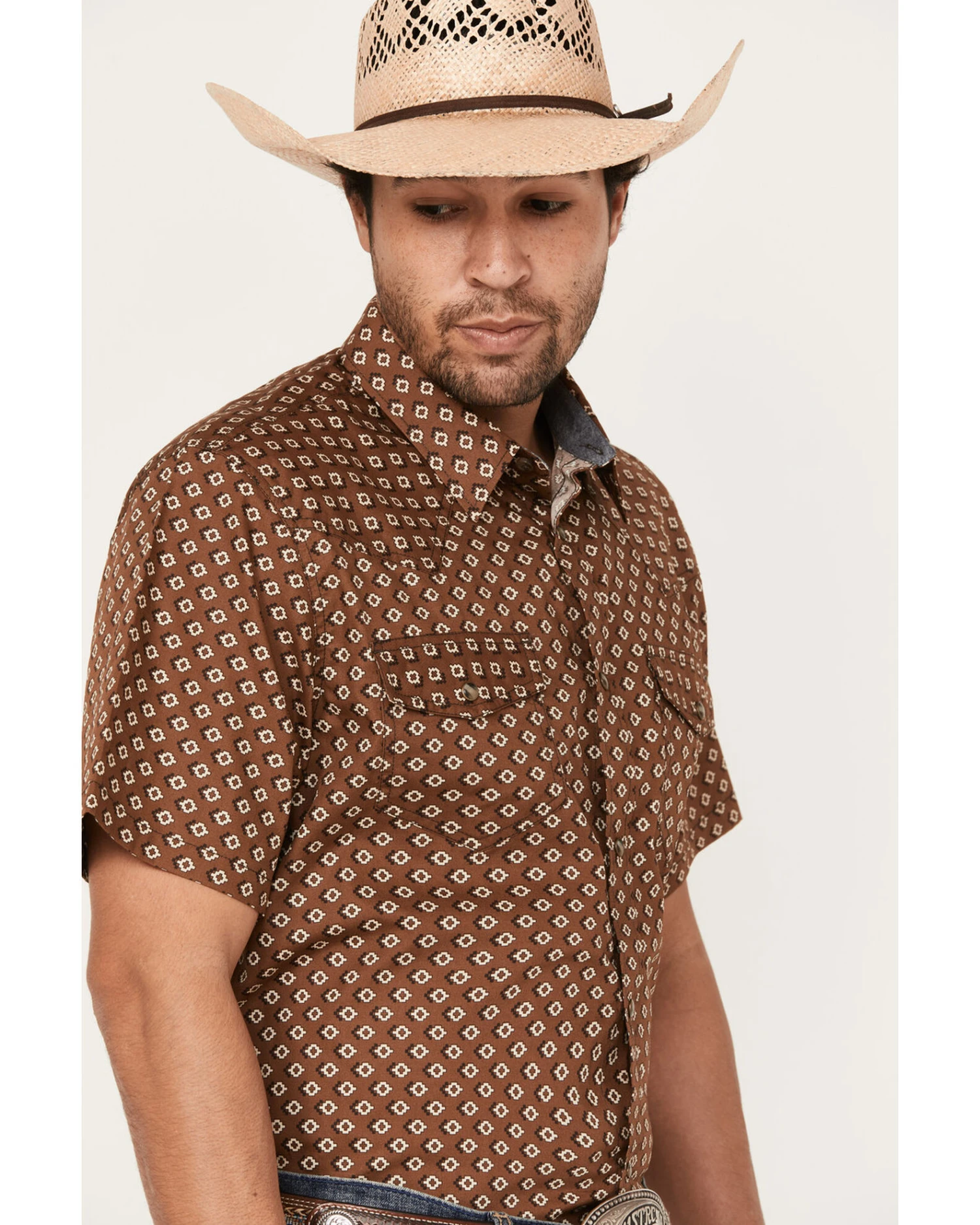 Cody James Men's Rabbit Foot Geo Print Short Sleeve Snap Western Shirt 2 Cody James Men's Rabbit Foot Geo Print Short Sleeve Snap Western Shirt - Image 2
