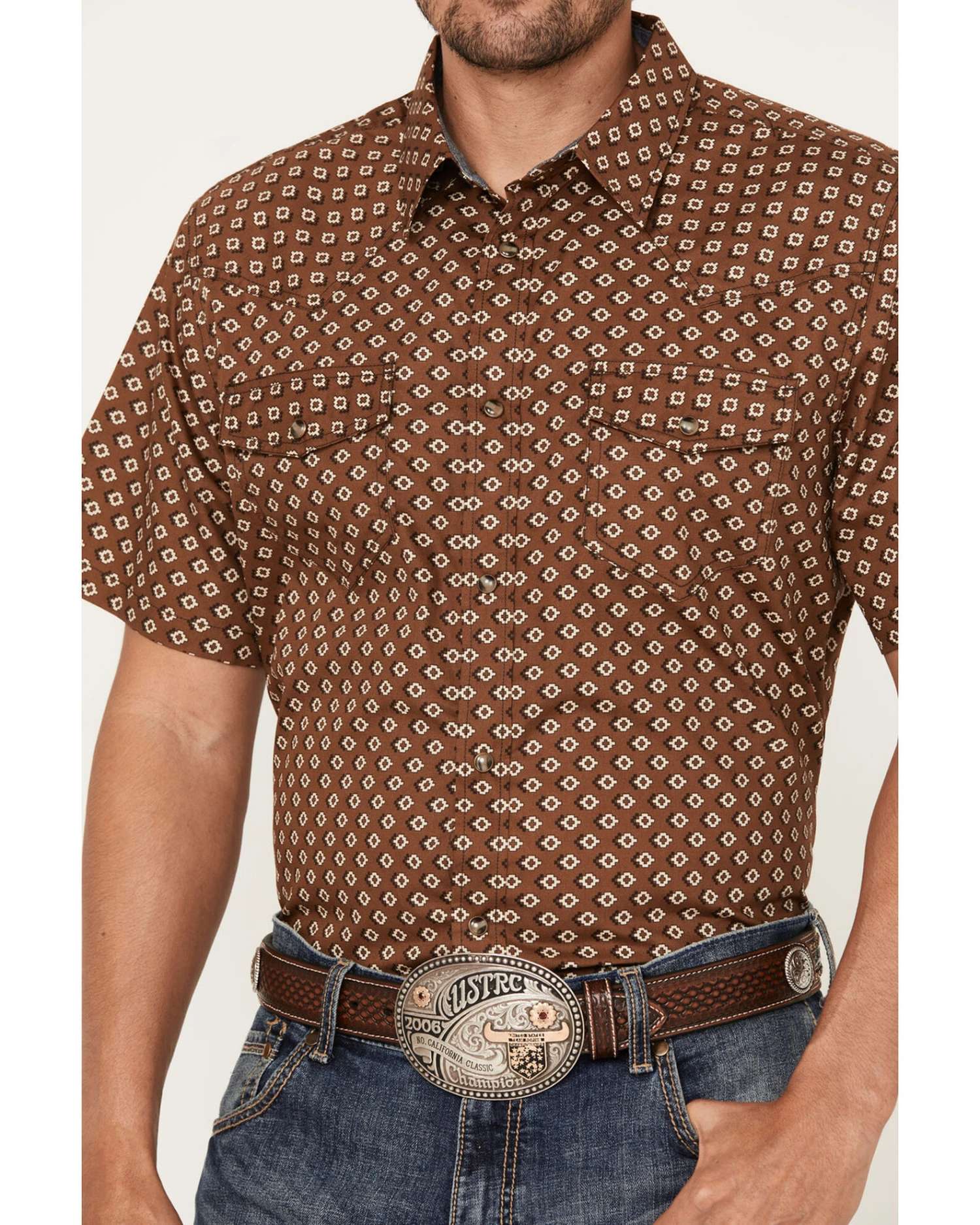 Cody James Men's Rabbit Foot Geo Print Short Sleeve Snap Western Shirt 3 Cody James Men's Rabbit Foot Geo Print Short Sleeve Snap Western Shirt - Image 3