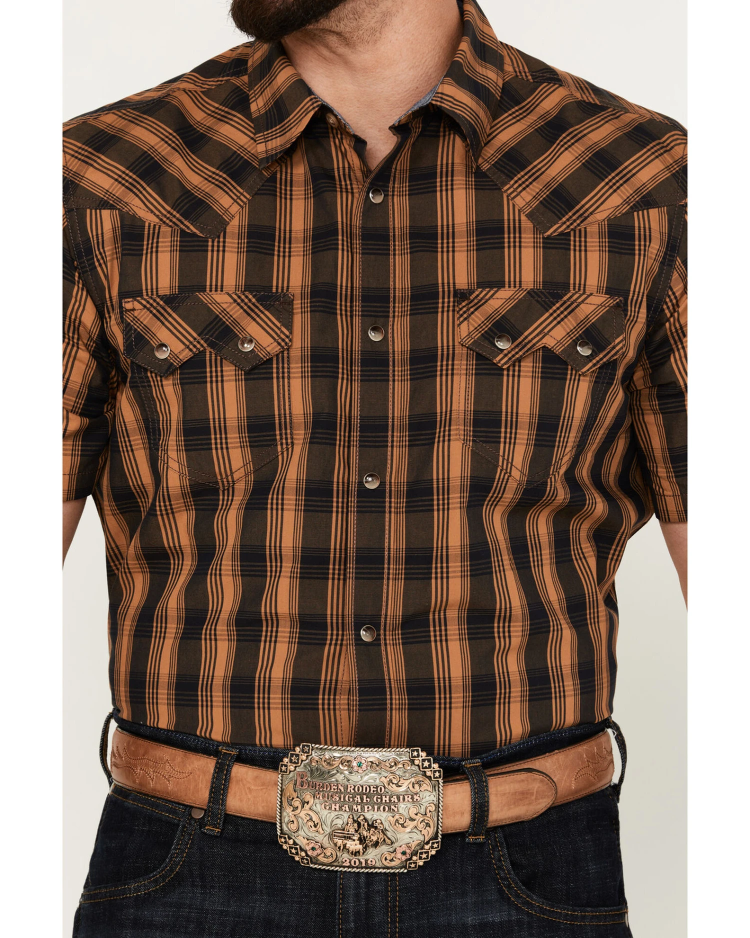 Cody James Men's Caliente Small Plaid Print Short Sleeve Western Snap Shirt 3 Cody James Men's Caliente Small Plaid Print Short Sleeve Western Snap Shirt - Image 3