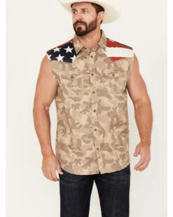 Cody James Men's Recon Desert Camo Bubba Sleeveless Snap Shirt