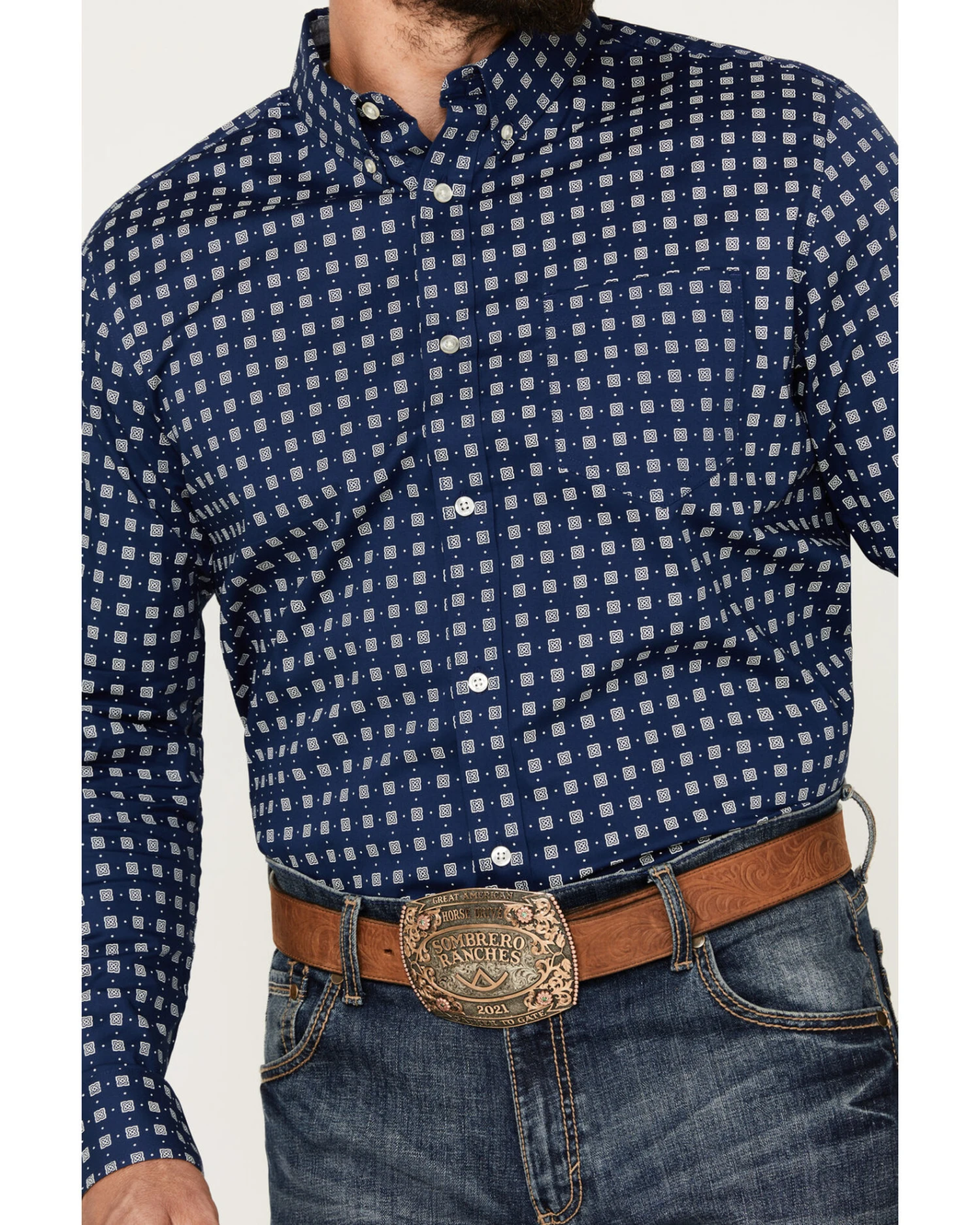 Cody James Men's Rough Road Geo Print Long Sleeve Stretch Button-Down Western Shirt - Big 3 Cody James Men's Rough Road Geo Print Long Sleeve Stretch Button-Down Western Shirt - Big - Image 3