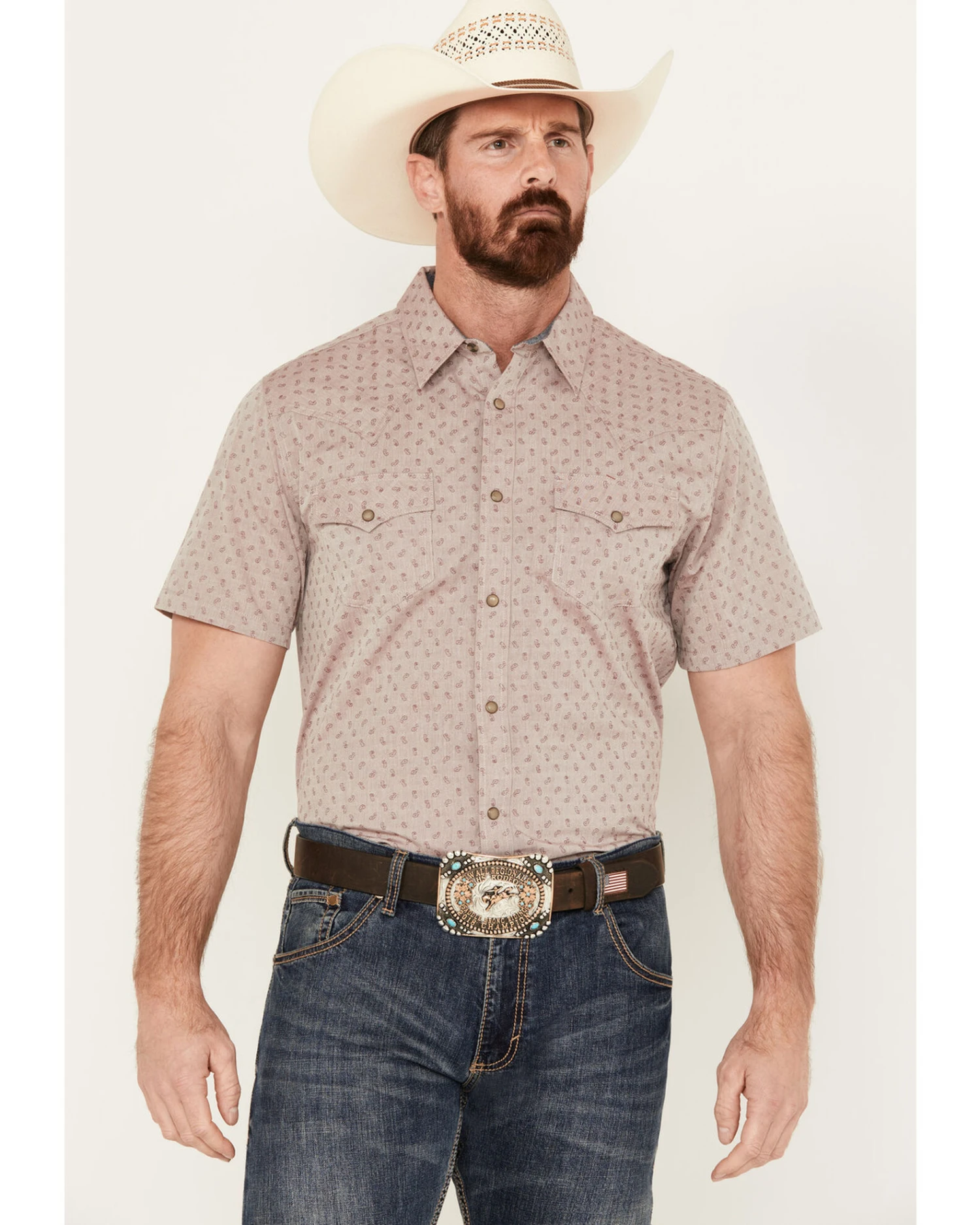 Cody James Men's Micro Paisley Print Short Sleeve Snap Western Shirt 1 Cody James Men's Micro Paisley Print Short Sleeve Snap Western Shirt