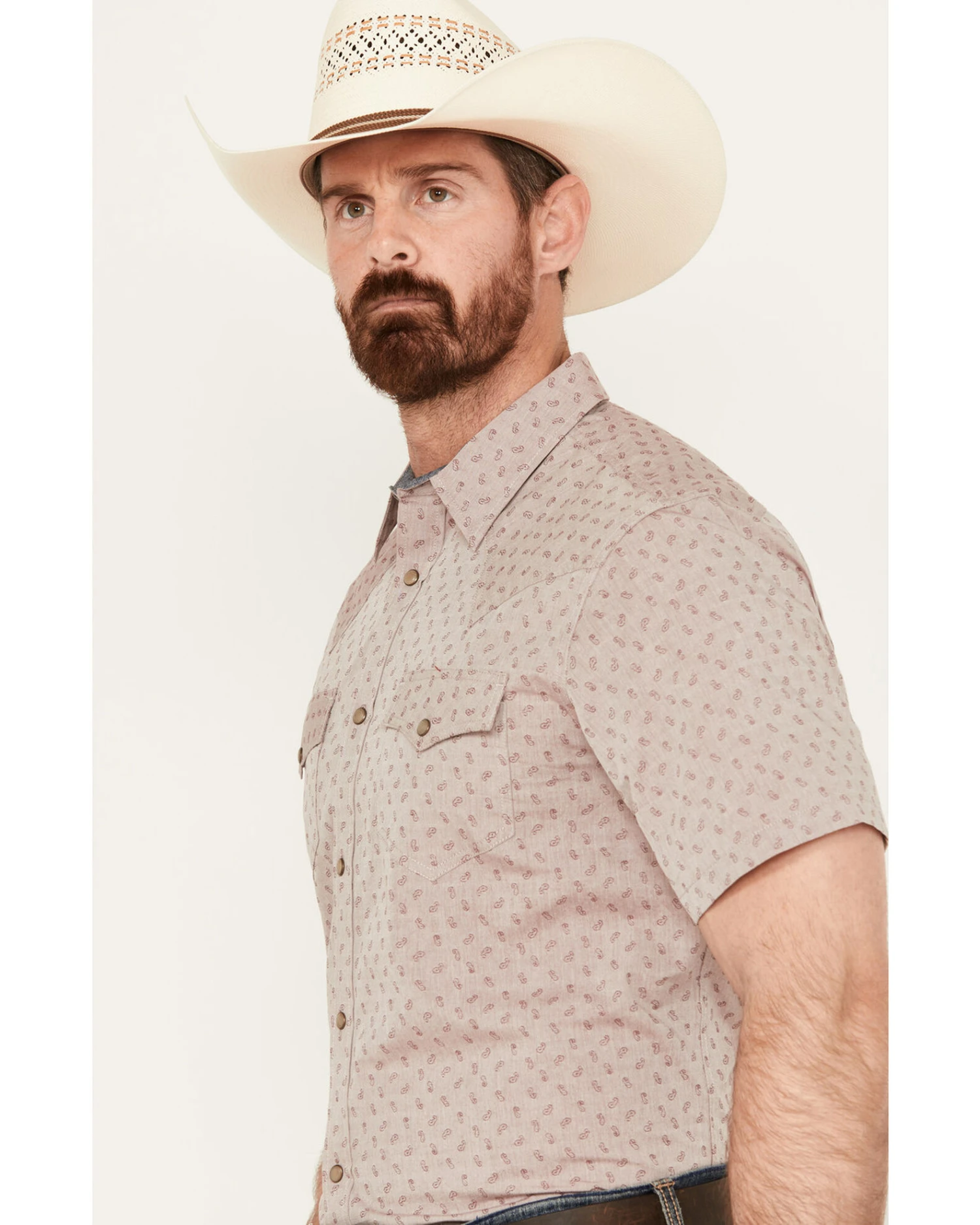 Cody James Men's Micro Paisley Print Short Sleeve Snap Western Shirt 2 Cody James Men's Micro Paisley Print Short Sleeve Snap Western Shirt - Image 2