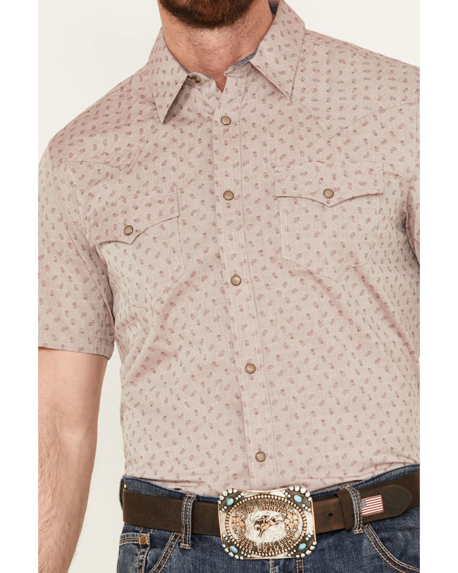 Cody James Men's Micro Paisley Print Short Sleeve Snap Western Shirt 3 Cody James Men's Micro Paisley Print Short Sleeve Snap Western Shirt - Image 3
